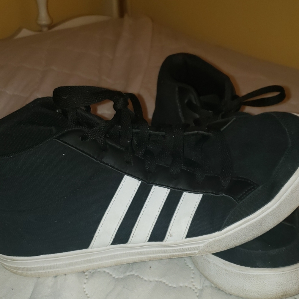 Black and White Adidas High tops